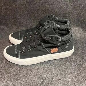 Black Canvas High Top Sneakers Womens Casual Lace Up Comfort Shoes